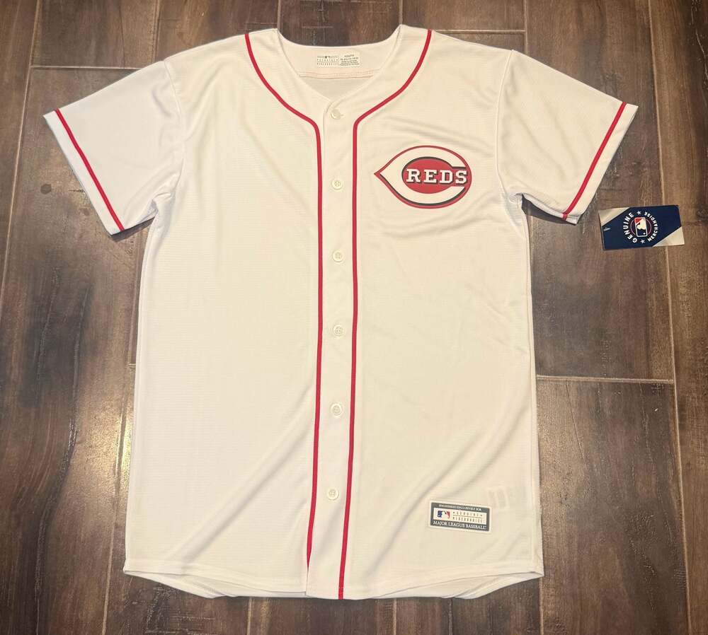 Cincinnati Reds MLB Youth XL 18/20 White Baseball Jersey Button Down